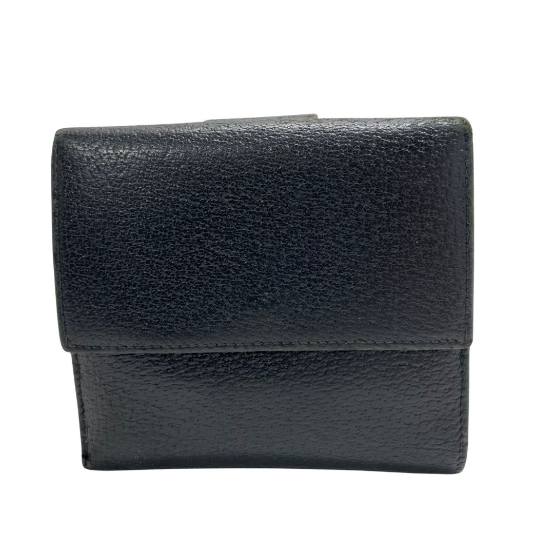 良品✨GUCCI グッチ 折り財布 レザー 本革 ブラック シルバープレート GUCCI グッチ 2つ折り長財布 035・1408・2097 ブラック