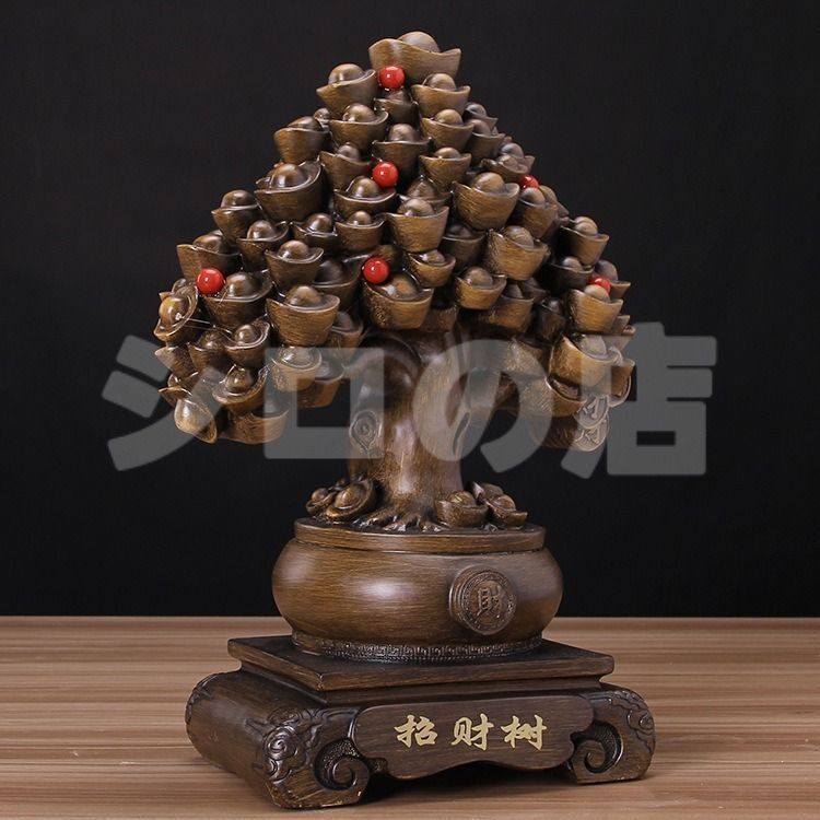 金のなる木 元宝 樹脂 招財樹 ブラウン 富 繁栄 オブジェ 置物 インテリア 玄関 リビング 風水縁起物 贈り物 プレゼント 樹脂素材 感 運 開運 商売繁盛 ブラウン NEXPOTALLINN_EU