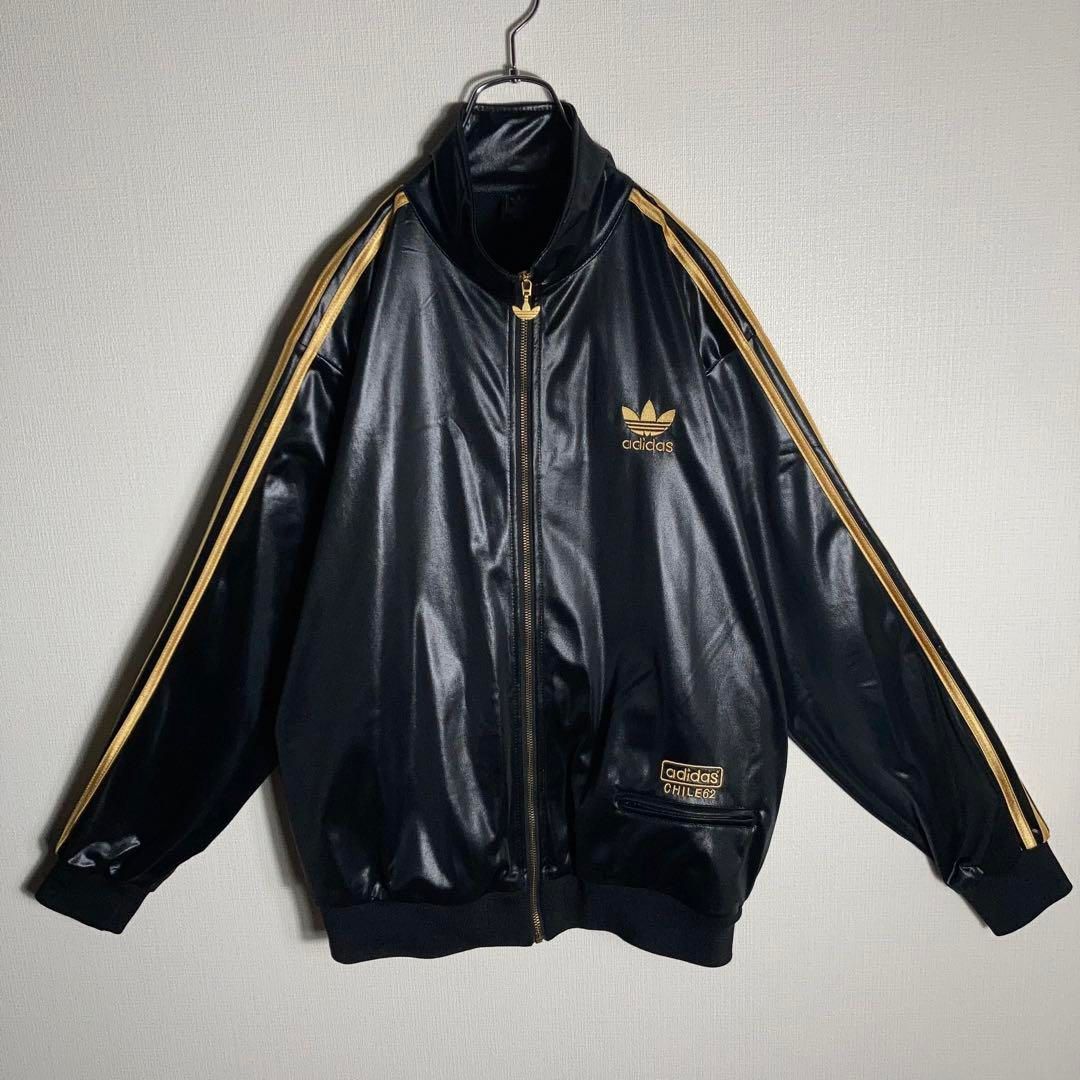 【希少】アディダス　CHILE62 セットアップ　黒×金　ジャージ　レザー 激レア アディダス CHILE62 限定 セットアップジャージ 美品 L