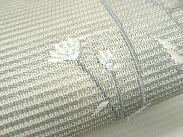 平和屋着物＊夏物 九寸開き名古屋帯 唐織 草花文 銀糸 正絹 逸品