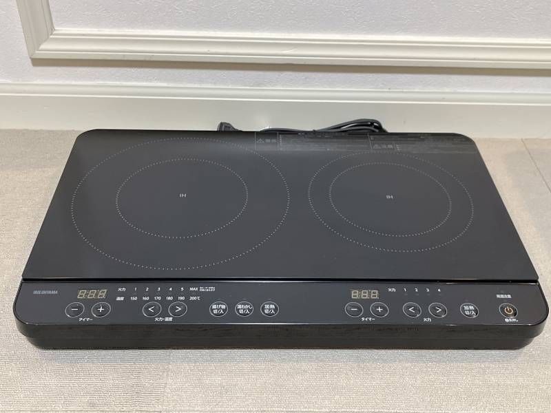 IRIS OHYAMA 2口IHコンロ IHK-WT41SAZ-B 製 ブラック IHクッキングヒーター