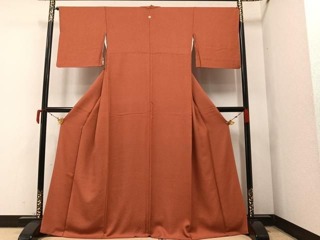 平和屋着物○上質な色無地 花鳥唐草地紋 滅紫色 輪奈ビロード 正絹