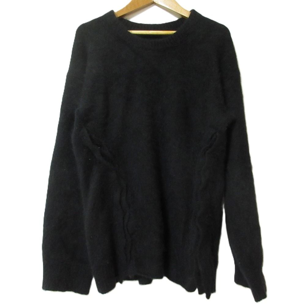RAGNE KIKAS Yohji Yamamoto ヨウジヤマモト サイドボタン クルーネック 長袖 ニット セーター サイズ2 ブラック レディース 古着