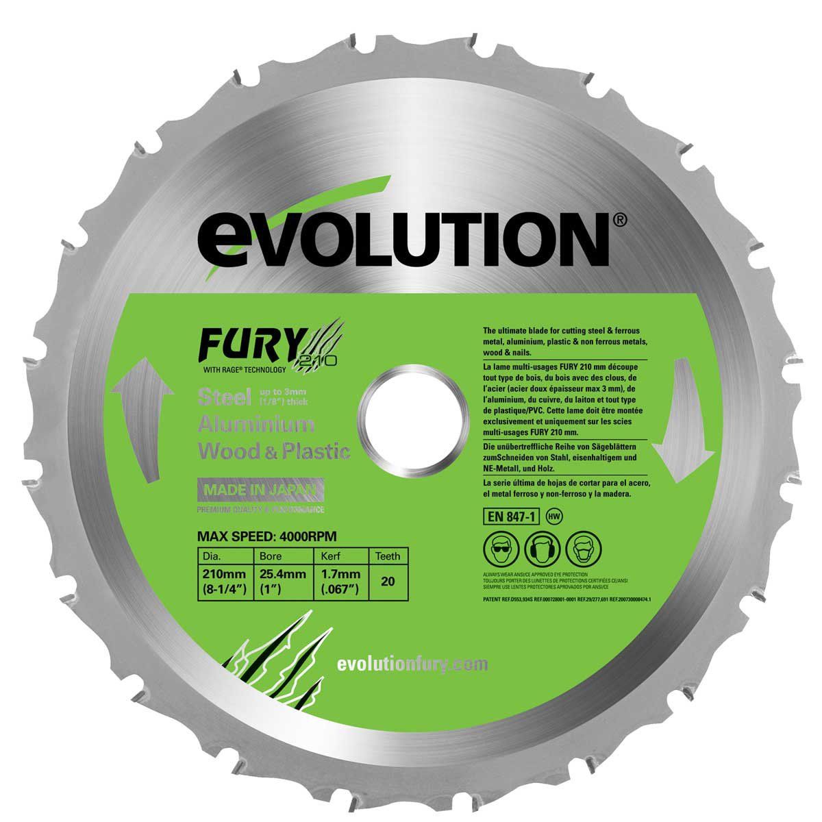 evolution エボリューション FURY3 210mm万能切断機チップソ- 210mm
