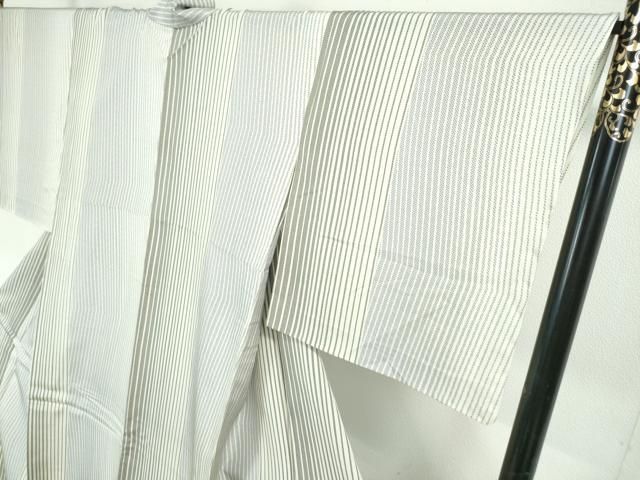 平和屋本店■極上　玉糸つむぎ　単衣　縞　証紙付き　逸品　未使用　DZAA3469kh5 平和屋本店□極上 玉糸つむぎ 単衣 縞 証紙付き 逸品 未使用