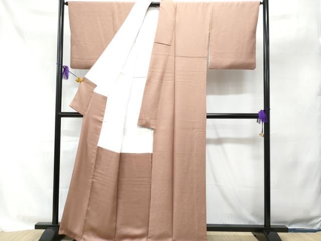 平和屋着物○本草木染作家 瑞寶 色無地 霞地紋 若葉色 正絹