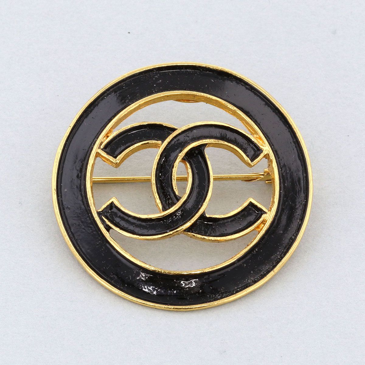 CHANEL シャネル ブローチ ラウンド ココマーク 93C ゴールド ブラック レディース ヴィンテージ