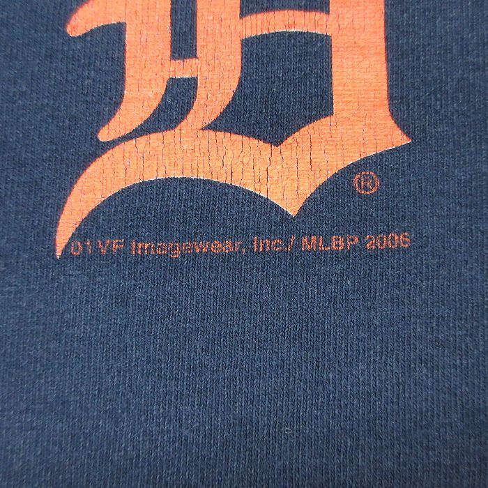 XL/古着 リー Lee 半袖 ビンテージ Tシャツ メンズ 00s MLB デトロイトタイガース コットン クルーネック 紺 ネイビー メジャーリーグ ベー