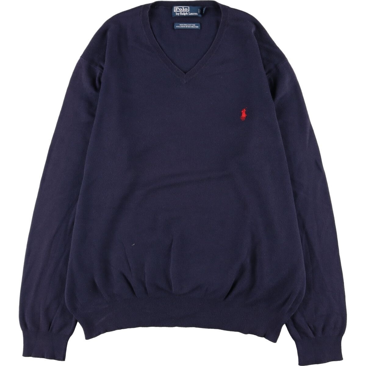 古着 ラルフローレン Ralph Lauren POLO by Ralph Lauren Vネック ピマコットンニットセーター メンズXL/eaa362319