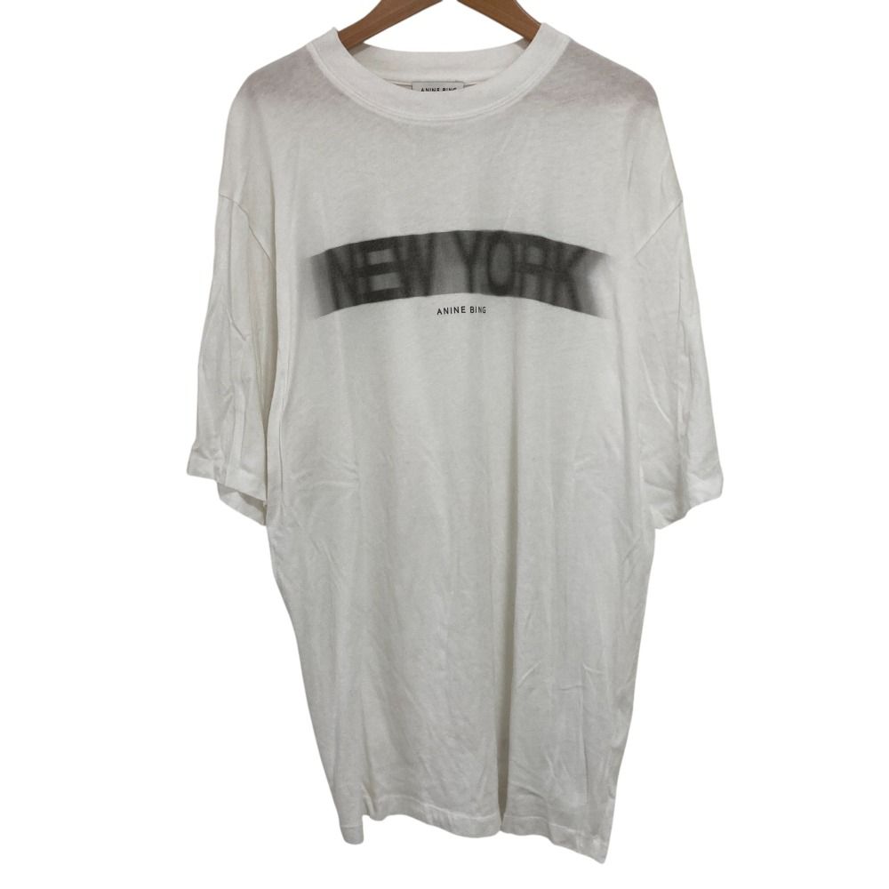 24AW ANINE BING アニンビン ドゥーズィエムクラス取り扱い NEWYORK TEE ハーフスリーブ カットソー Tシャツ ホワイト レディース 古着