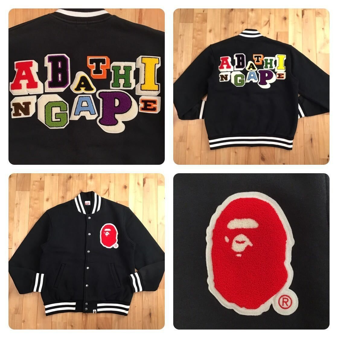 BAPE LOGO スウェット スタジャン Lサイズ a bathing ape sweat