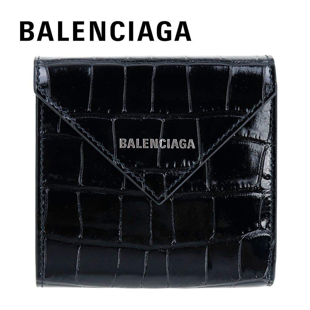 バレンシアガ 財布 三つ折り BALENCIAGA PAPIER FLAP WALLET 637450 1U6QN 1000 ペーパーウォレット クロ