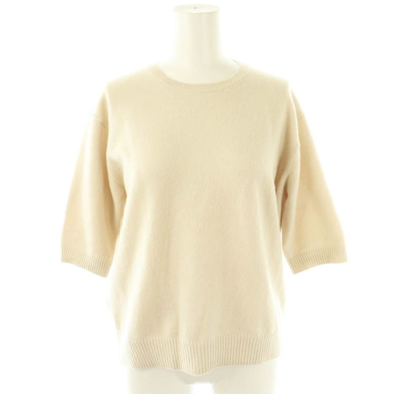 エブール ebure High Gauge Cashmere Knit Pullover ニット セーター プルオーバー 五分袖 ベージュ /CX ■OS レディース エブール ebure High Gauge Cashmere Knit Pullover ニット