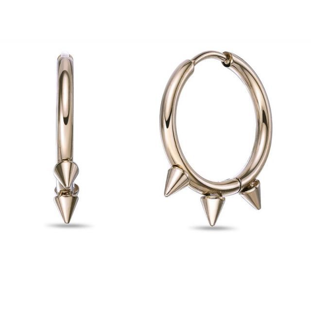 送料無料 リンクス メンズ ピアス イヤリング アクセサリー Men s LYNX Ion Plated Stainless Steel Spike Hoop Earrings G Tone