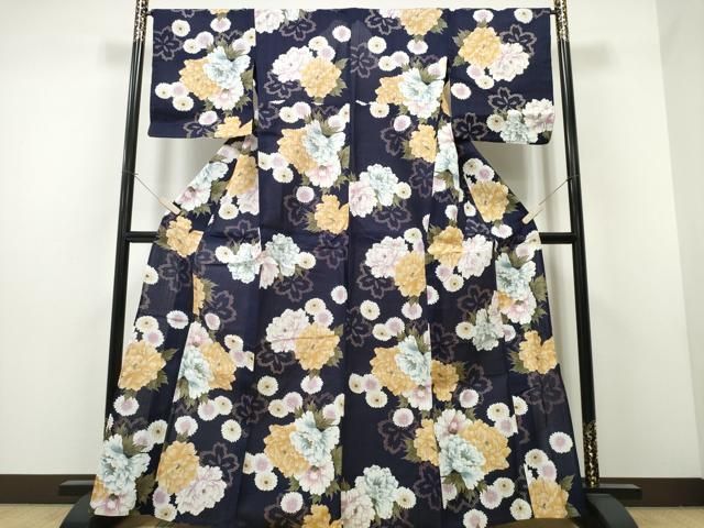 平和屋着物∴夏物 浴衣 牡丹 綿 CAAW1127ng