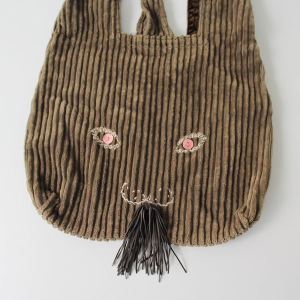 ミナペルホネン　うさバッグ　ブラウン　コーデュロイ mina perhonen ミナペルホネン コーデュロイ usa bag/ブラウン トート