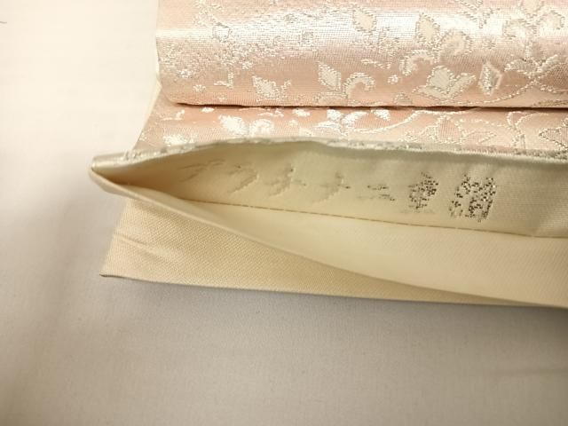 平和屋着物◎六通柄袋帯　正倉院花文　プラチナ二重箔　正絹　逸品　DABE3838qp 平和屋着物◎六通柄袋帯 正倉院花文 プラチナ二重