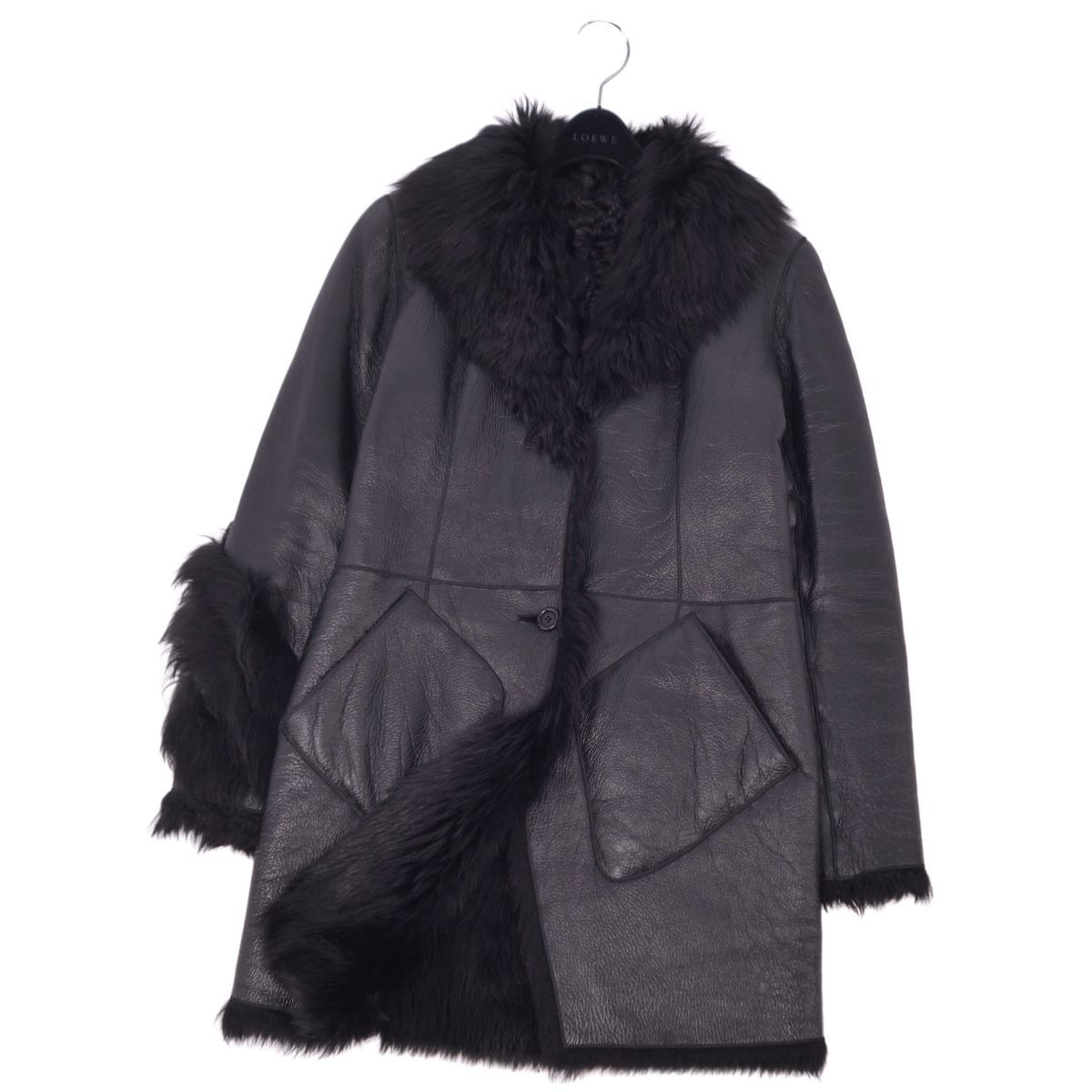 LOEWE/ロエベ　ムートンジャケット　40サイズ　美品 LOEWE ロエベ レザージャケット ムートンジャケット ブラック