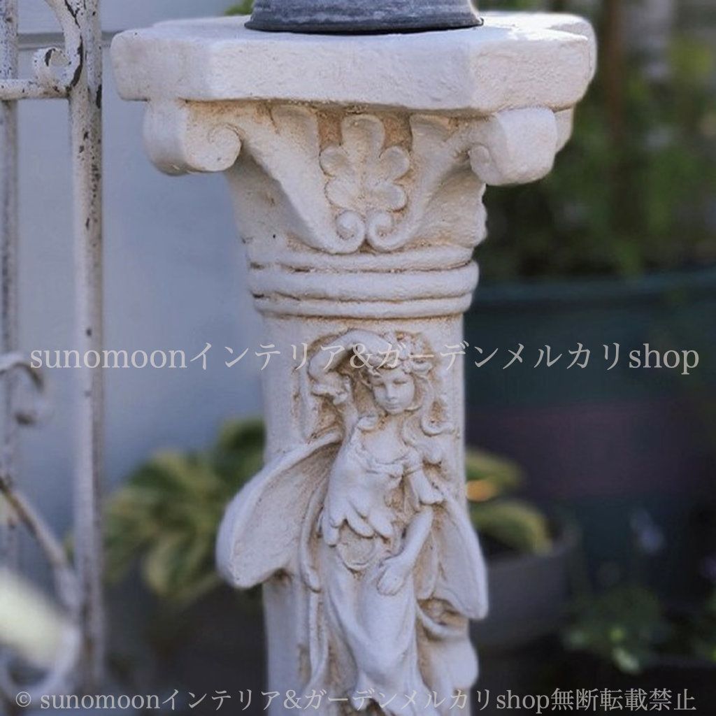 ガーデンインテリア シャビー加工 ガーデニング お洒落 ローマ風 インテリア 妖精 ガーデン 雑貨 白 彫刻 庭の装飾 おしゃれ プランタースタンド ガーデン シャビーシック 8-14 ヴィンテージ調 ガーデン雑貨 ホワイト 庭 YUZUMIYA_COM