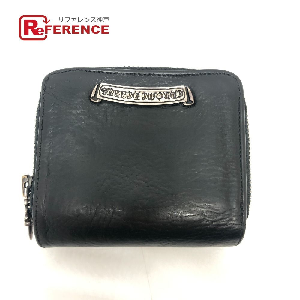 クロムハーツ　2ZIP wallet インボイス原本付属！ Chrome Hearts 2ZIP Wallet Silver x Leather Black Bifold