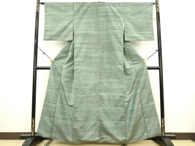 平和屋着物○訪問着 紬地 横段文 正絹 逸品 AAAX0231np 平和屋