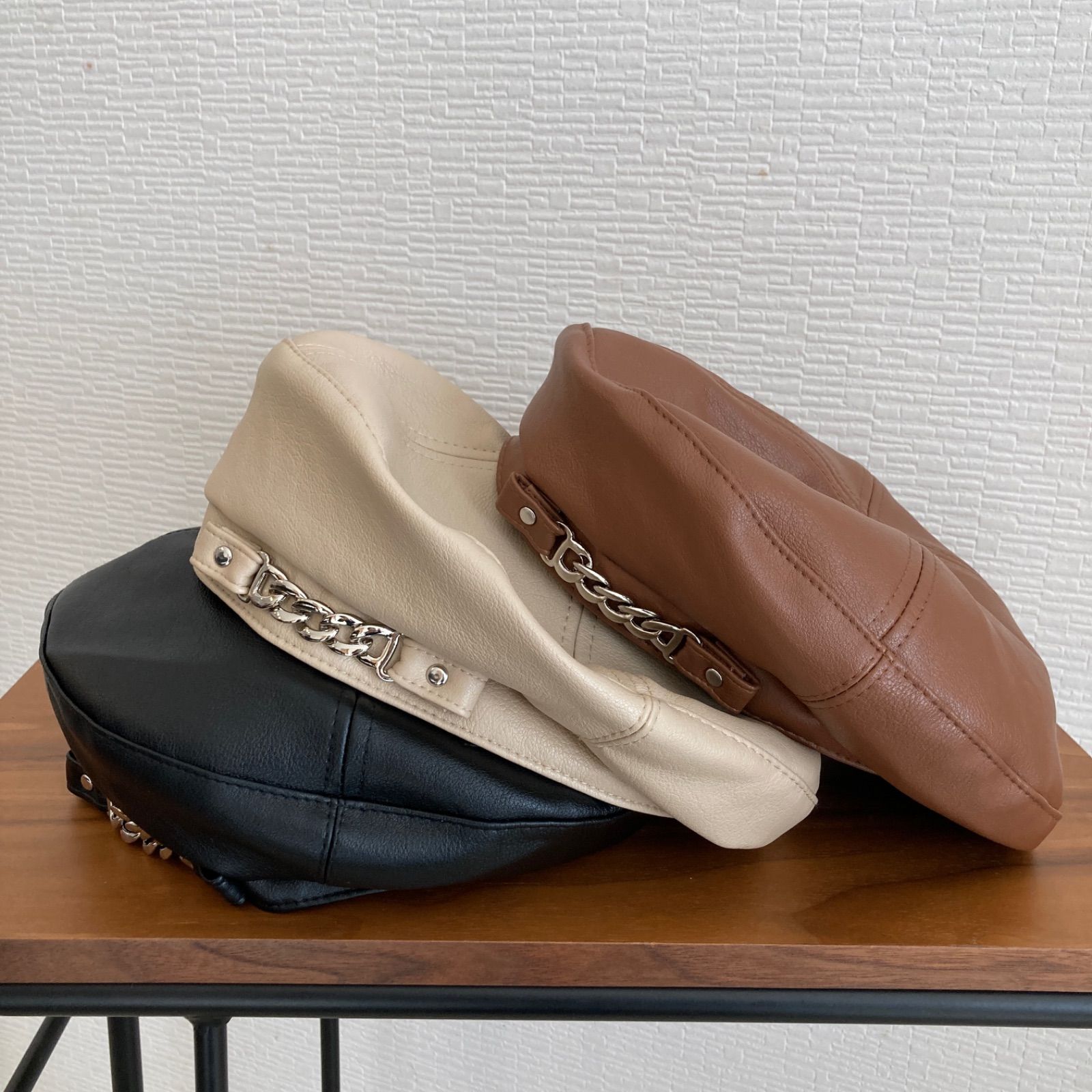納得できる割引 フェイクレザー ベレー帽 量産型 地雷系 韓国 キャスケット 帽子
