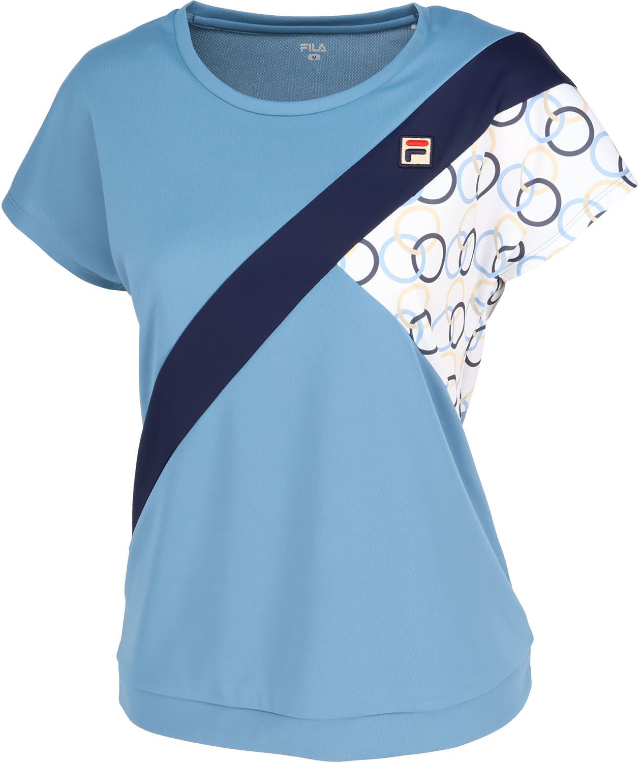 フィラ FILA テニス ゲームシャツ ウェア レディース ウィメンズ 女性 大人 半袖 Tシャツ トップス ウェア ロゴ エレガント 躍動感 部活動 クラブ サークル スクール チーム EL0200 20Z ネイビー