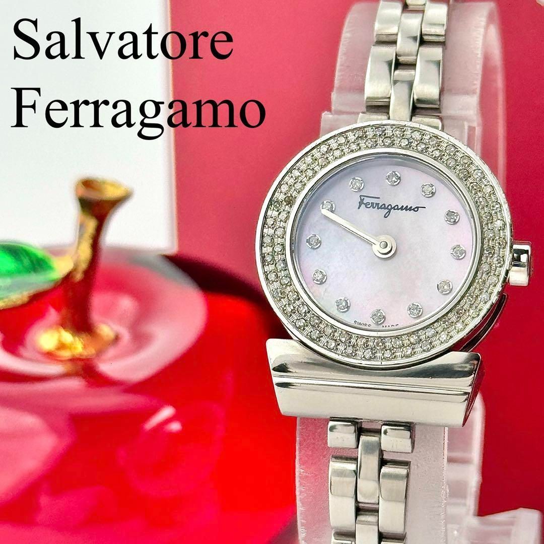 サルヴァトーレフェラガモ ガンチーニ ピンクシェル 電池 レディース 腕時計 934