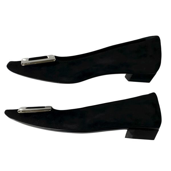 ロジェヴィヴィエ ROGER VIVIER ベルヴィヴィエ パンプス Belle Vivier バックル 黒 スエード 34 1|2 21.5cm レディース 5E059 KIN-KAAI_COM