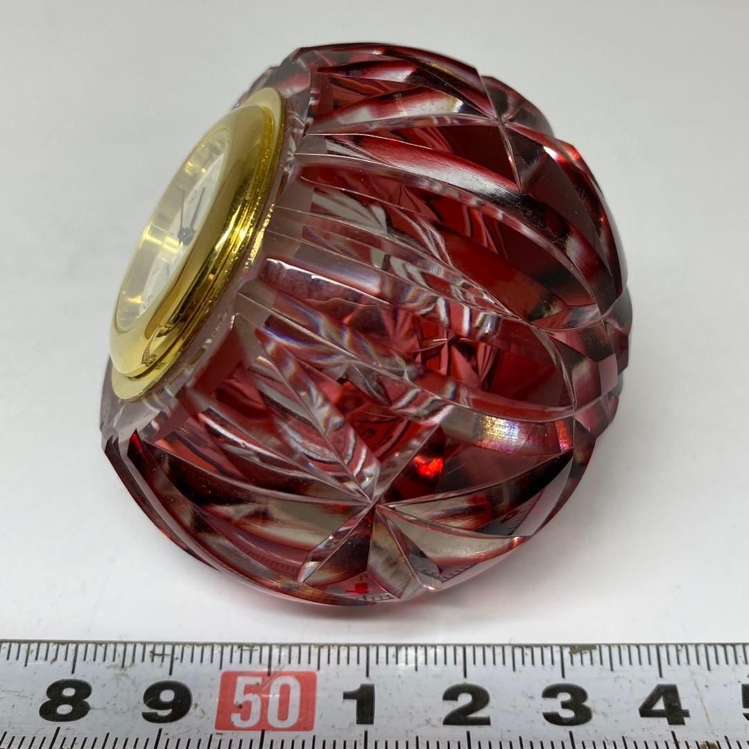 各務クリスタル　江戸切子　時計　232g 共箱　東H5-1111☆1Fタカサ 各務クリスタル 江戸切子 時計 232g 共箱 東H5-1111☆1Fタカサ