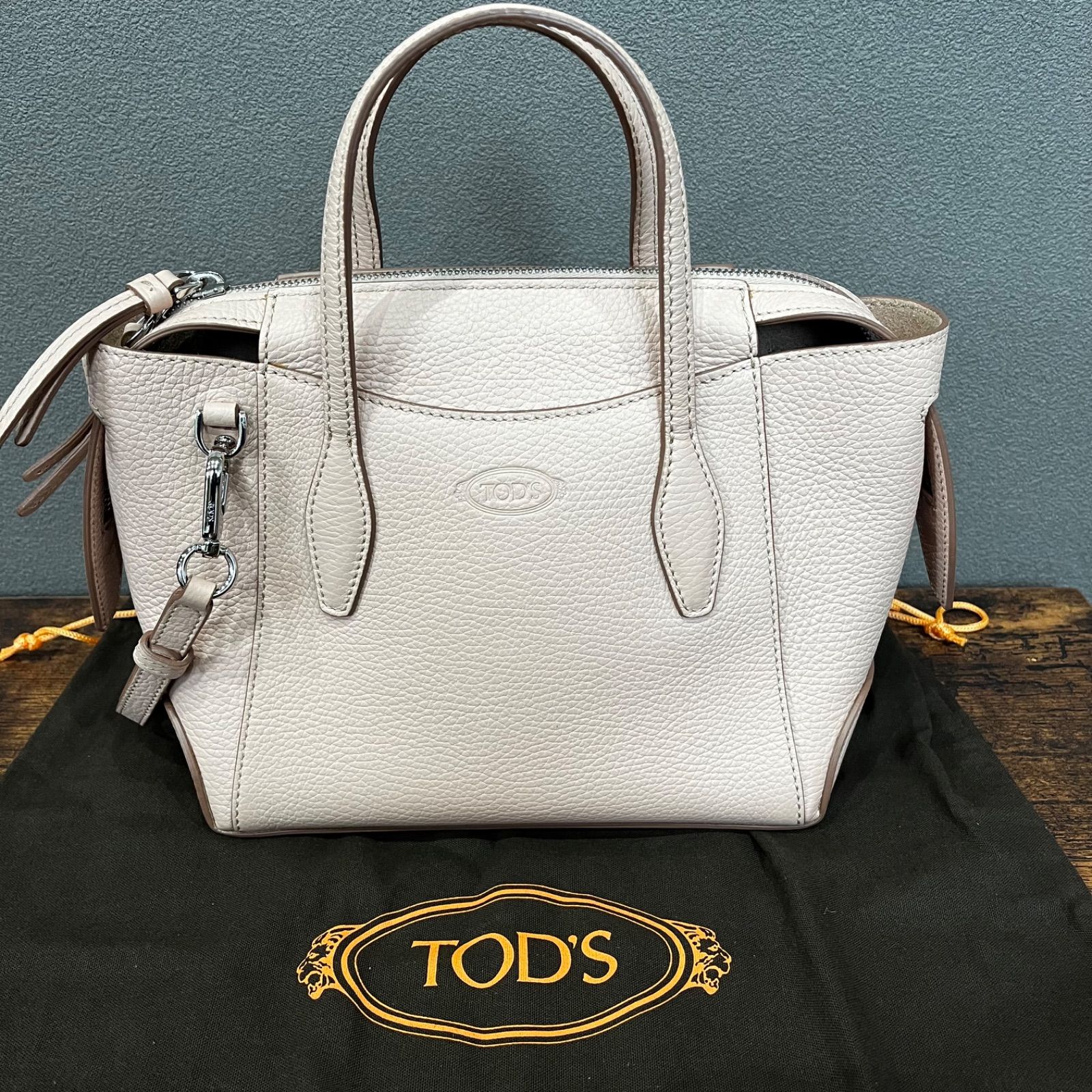 トッズ トートバッグ TOD'S JOY ジョイ レザー シボ革 - グレー