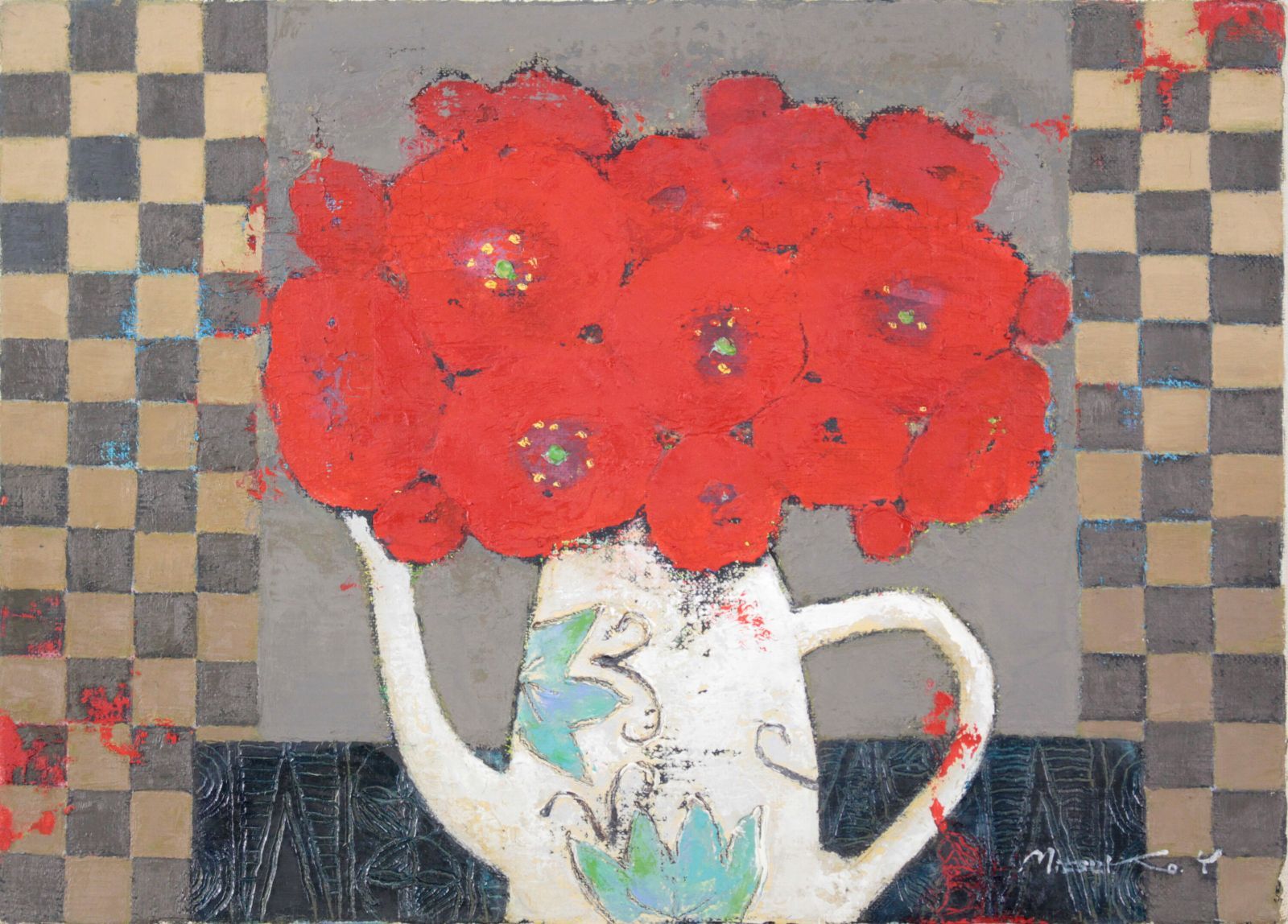 吉井光子『花便り』油彩画【真作保証】 絵画 吉井光子『花便り』油彩画【真作保証】 絵画