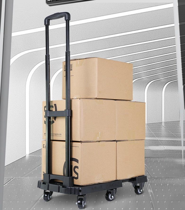 折りたたみ式小型推車手引き車手荷物車平板車1.5インチ黒い色