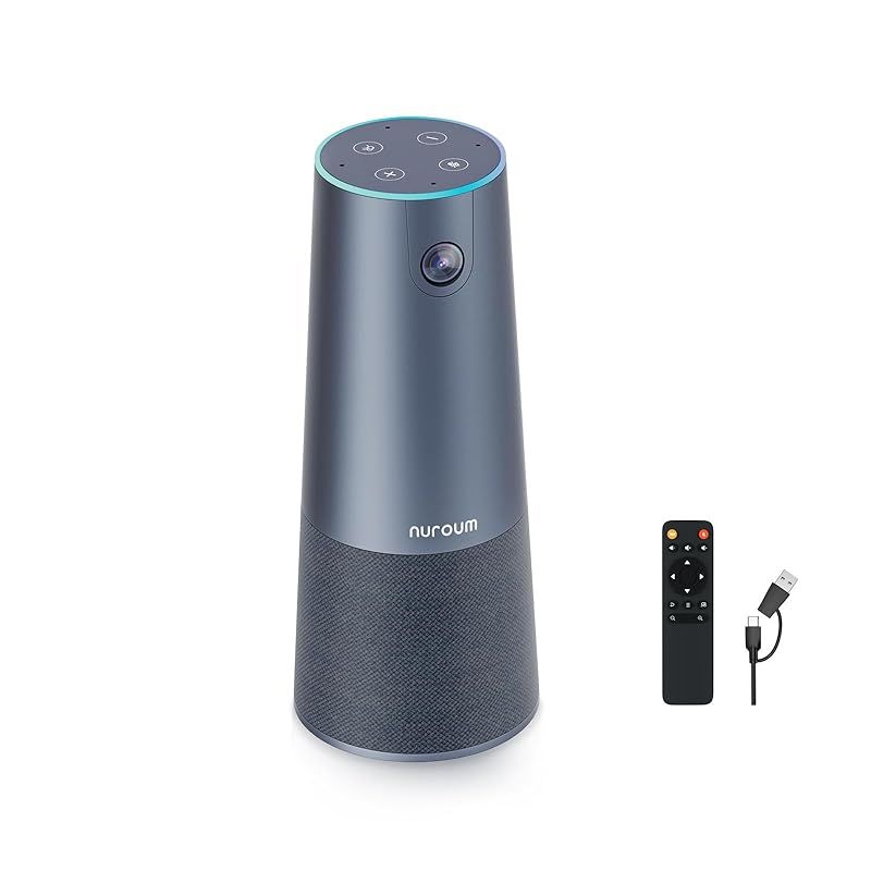 Nuroum 会議用webカメラ マイク スピーカー HD1080P 60fps ウェブカメラ 120°超広角 5倍ズーム 自動フレーミング 四つマイク内蔵 半径5m 集音マイク リモコン付き ノイズキャンセリング 全二重通話 USB接続 HDR機能付き 1