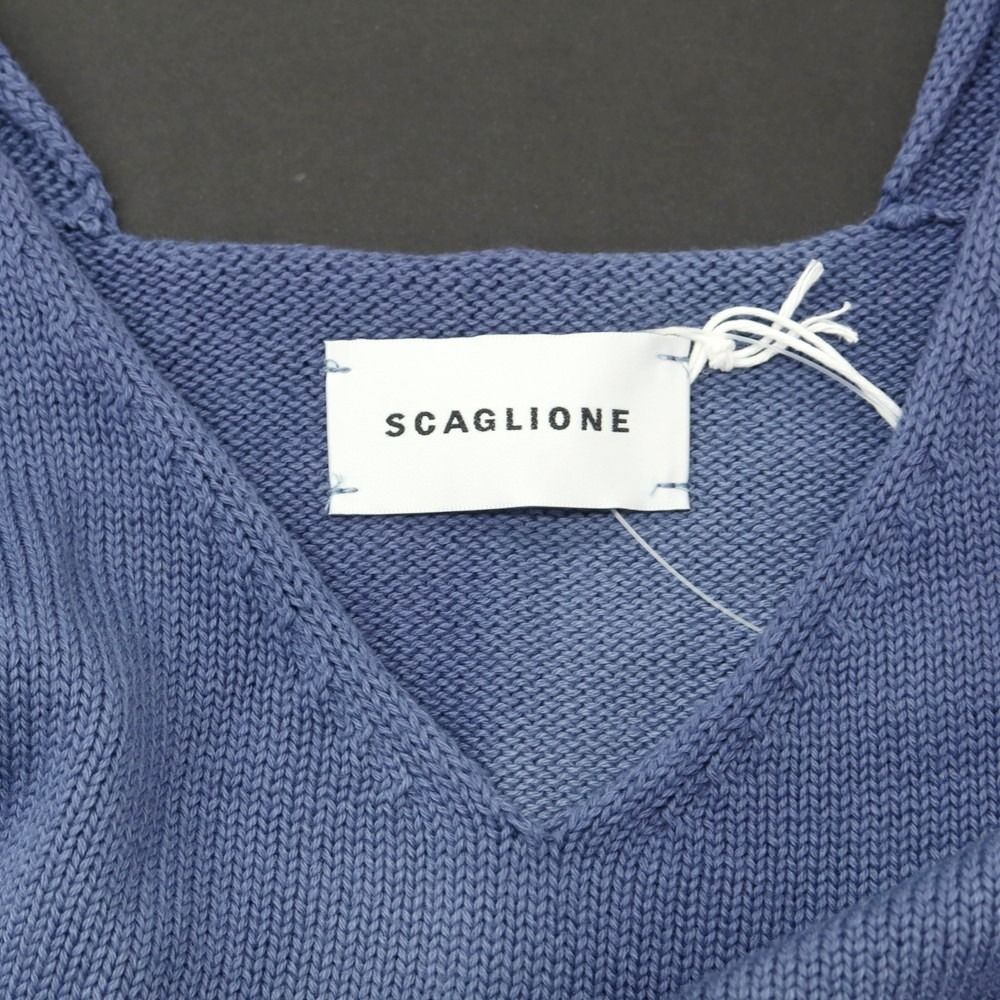 【新品アウトレット】スカリオーネ SCAGLIONE コットン Vネック ニット ビスチェ スマルトブルー系【サイズ表記なし（S位）】【レディース】 新品アウトレット】スカリオーネ SCAGLIONE コットン Vネック ニット