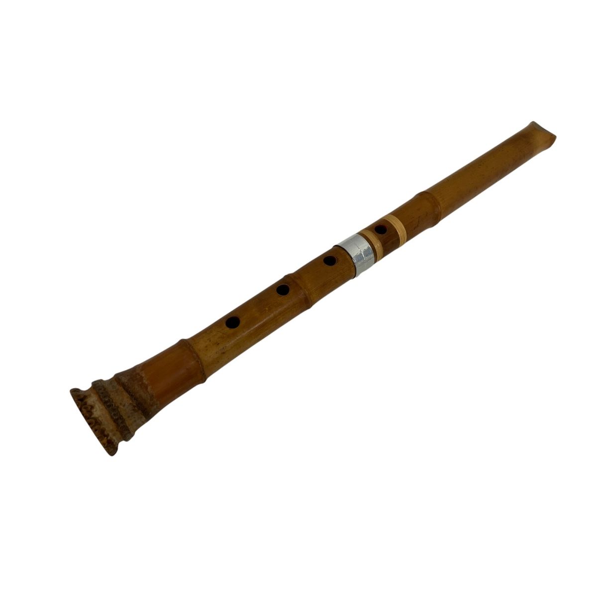 中継ぎ銀三線 精華堂 篁山調 尺八 全長約54cm 和楽器 ジャンクS10401583