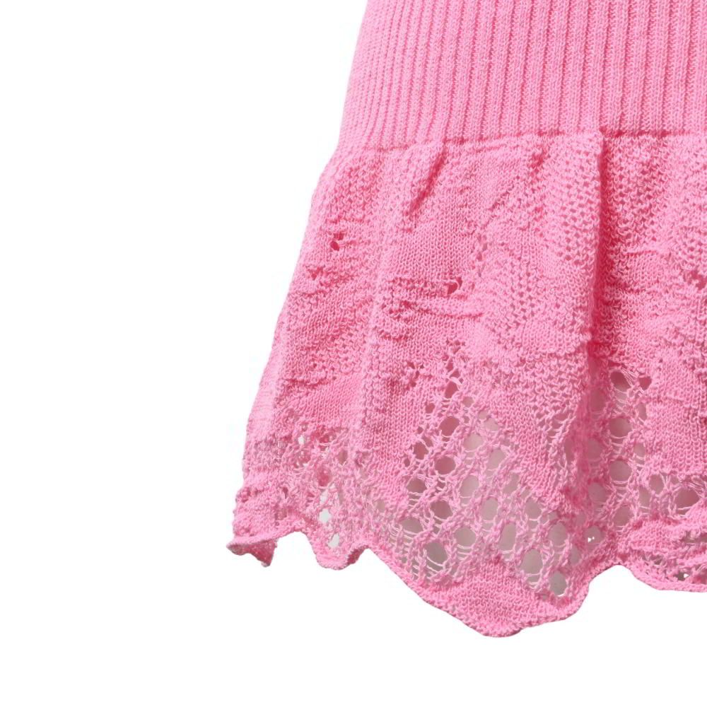 美品 CHANEL 06P P28461K00111 コットン混 半袖ニット ココマークプレート付き 38 ピンク シャネル KL4BHCBK81 CHANEL 06P P28461K00111 コットン混 半袖ニット ココマーク