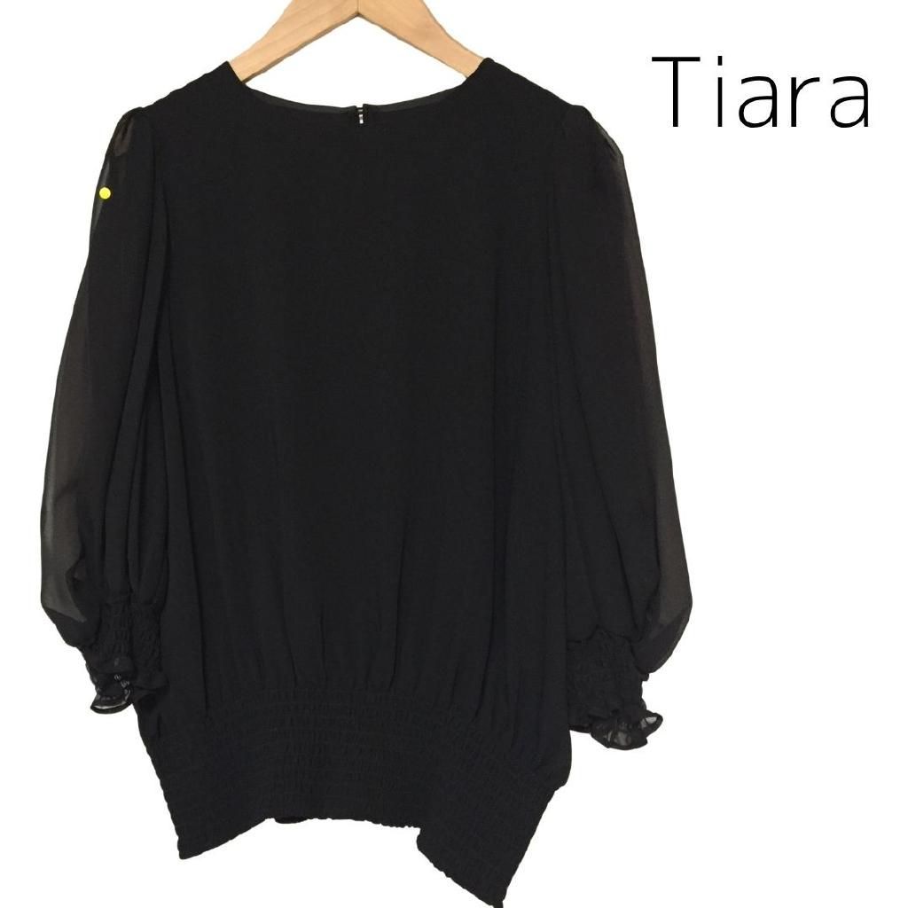☆定価20900円 TIARA ティアラ ブラックブラウス『F』☆ Tiara ティアラ シャツ ブラウス シャーロング シアースリーブ