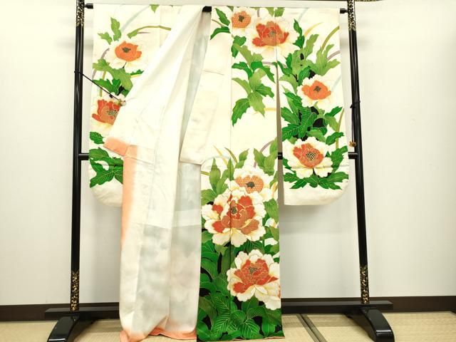 平和屋着物▽豪華振袖 駒刺繍 草花 金彩 正絹 逸品 DAAU9659fe