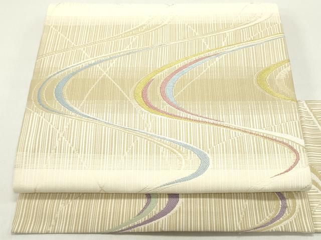 平和屋着物●九寸名古屋帯 流水横段文 正絹 DAAY0158ob