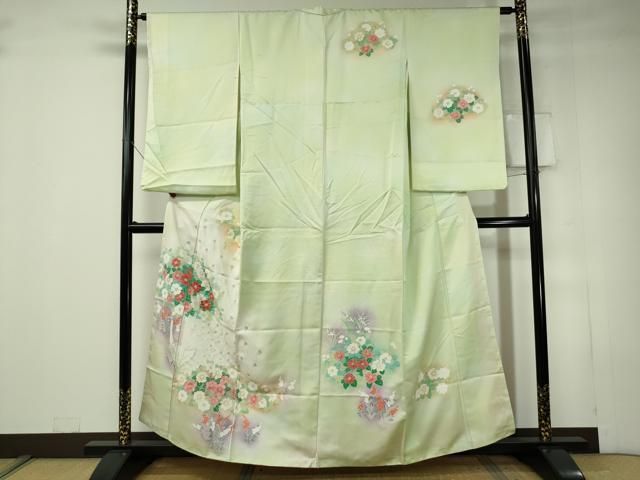 平和屋着物●上質な小紋　草花文　正絹　逸品　AABA7808ph 平和屋着物○上質な小紋 草花文 正絹 逸品 AABA7808ph