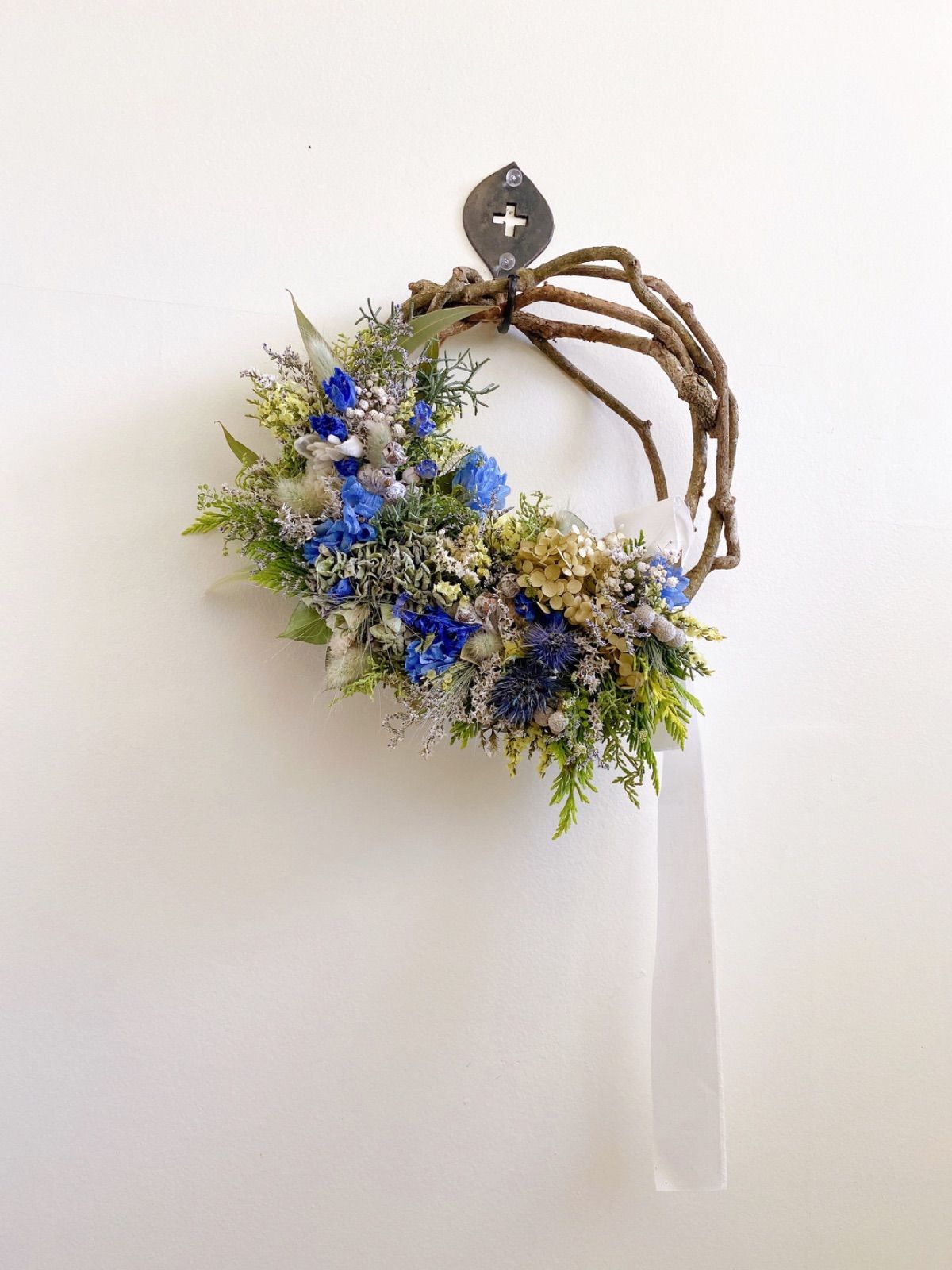 メルカリshops ドライフラワー 夏の涼やかリース Blue Green リースブーケにも