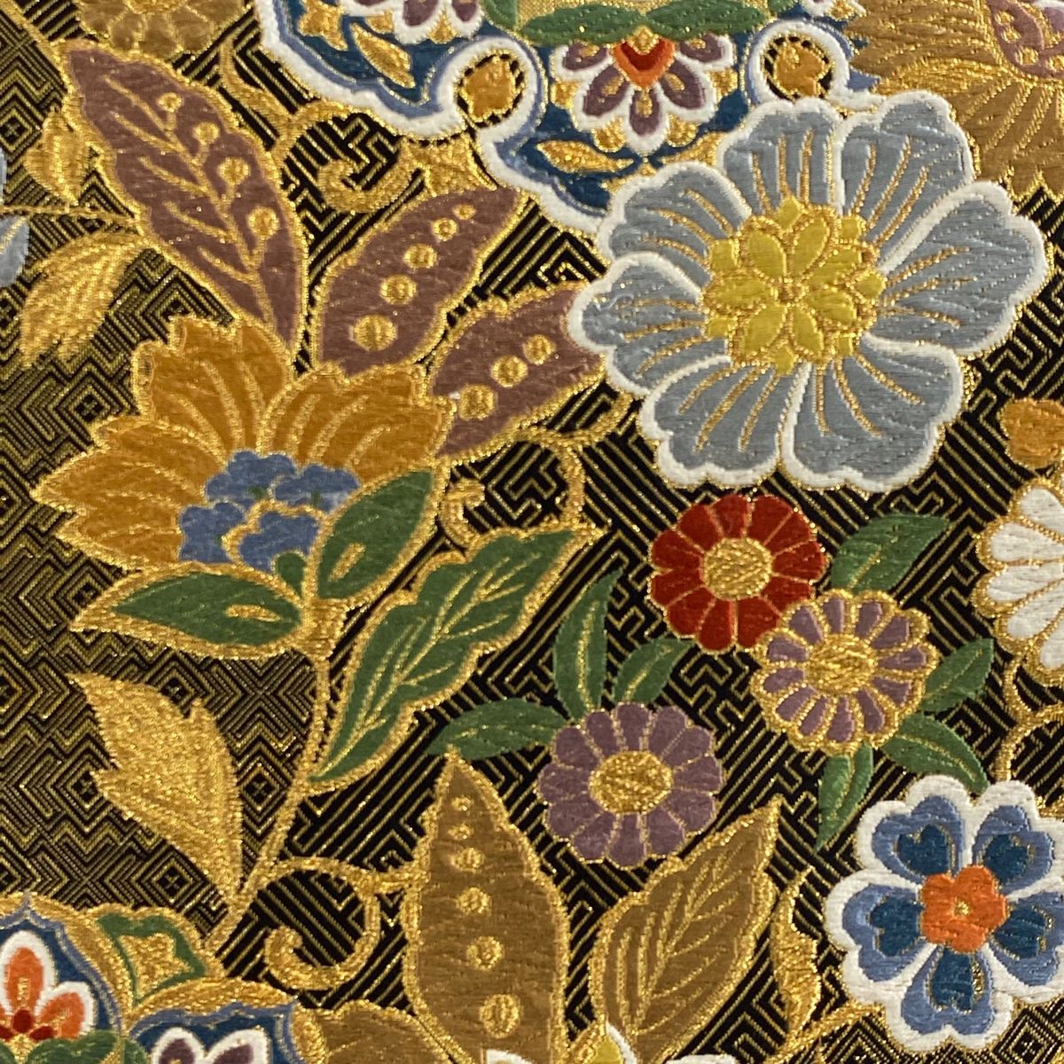 406my157◇黄金ムガ 洋風 小花 花唐草 金糸 六通 袋帯◇美品 406my157◇黄金ムガ 洋風 小花 花唐草 金糸 六通 袋帯◇美品