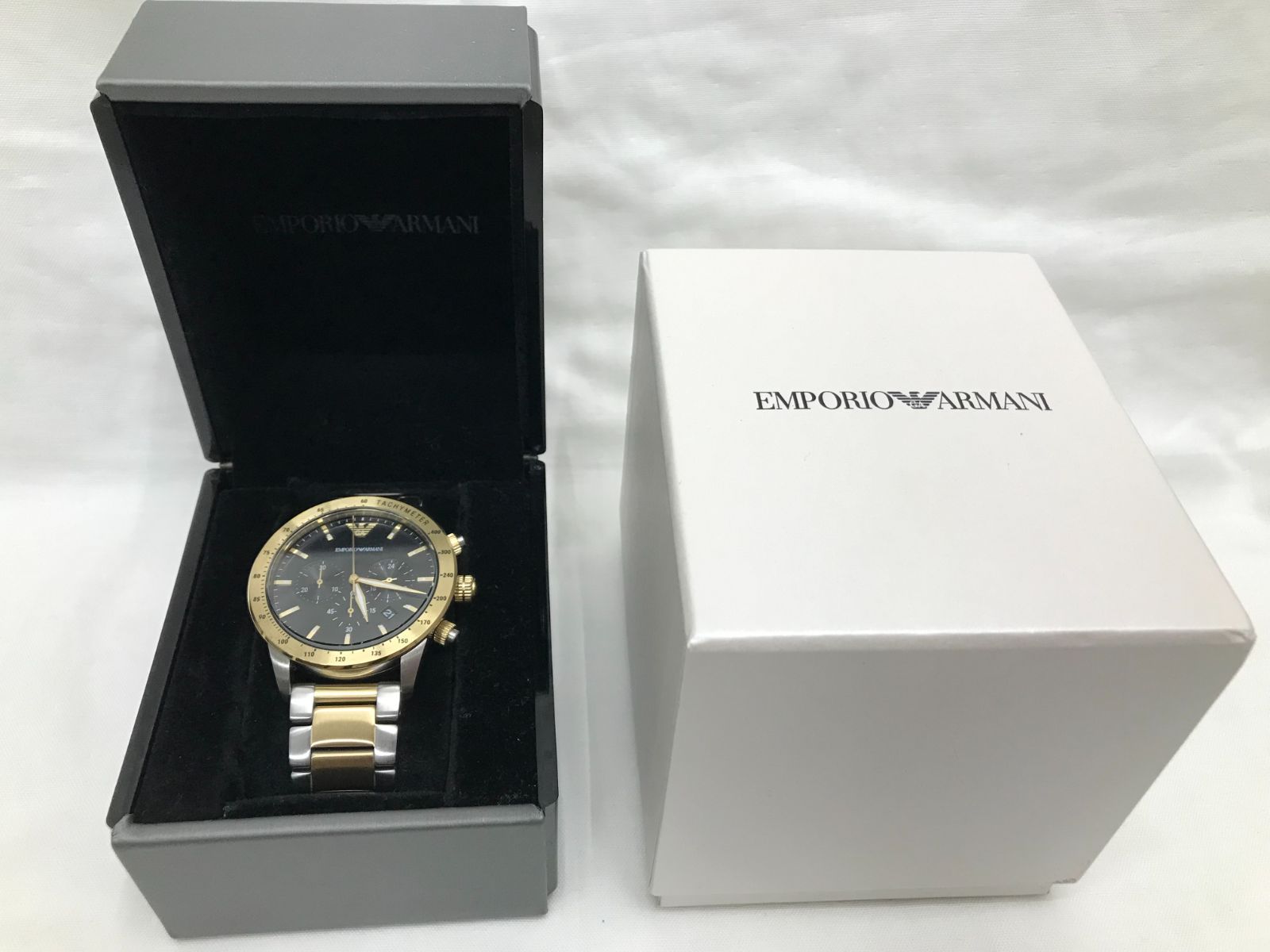 EMPORIO ARMANI クロノグラフ 腕時計　SS クォーツ　美品　動作品 セール】【エンポリオ アルマーニ】クロノグラフウォッチ