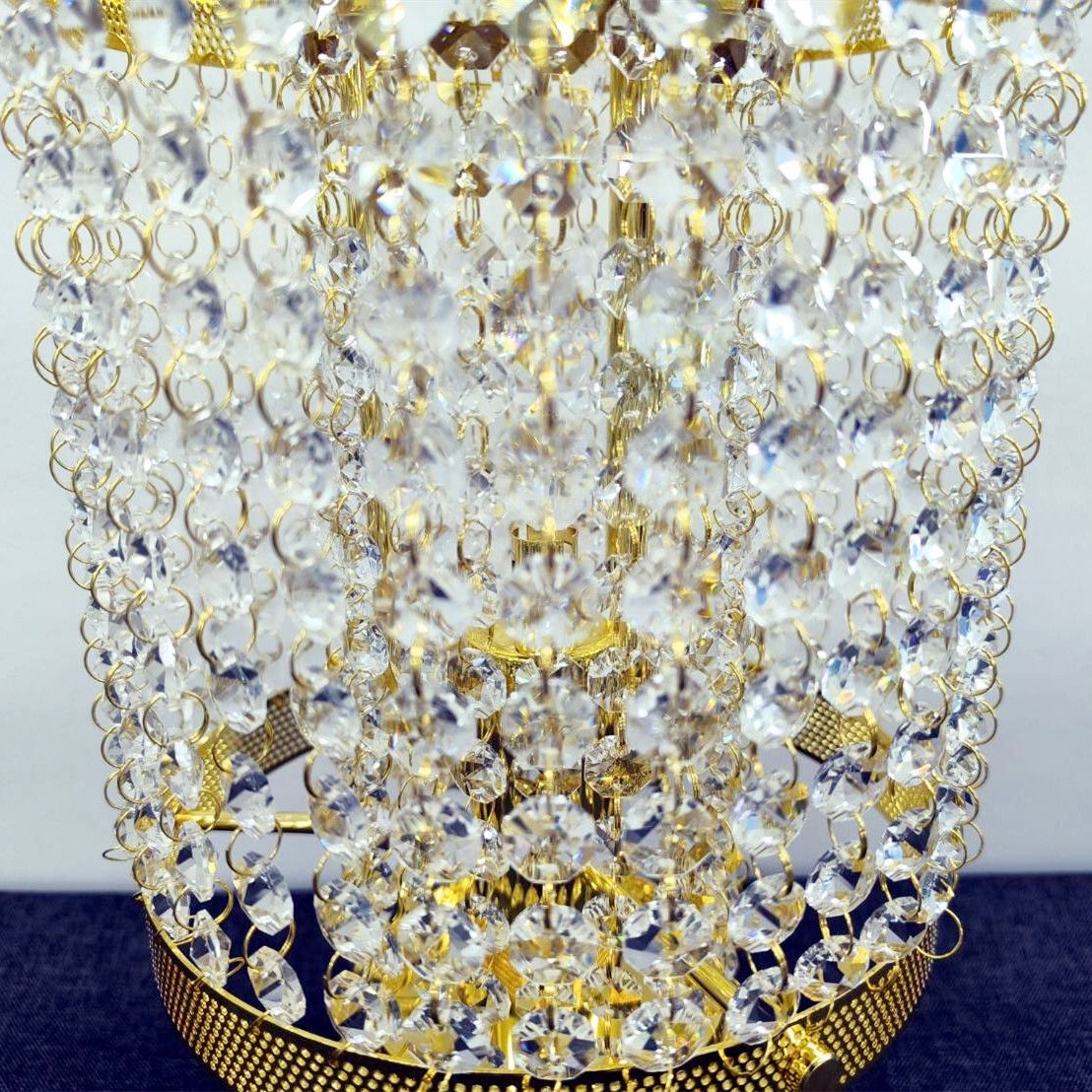 デコトラ★円柱形 スタンド トラック用シャンデリア 中 ナイアガラ C0648S 置き型 スタンド 円柱 シャンデリア ナイアガラ 中 濃い金メッキ BA15S