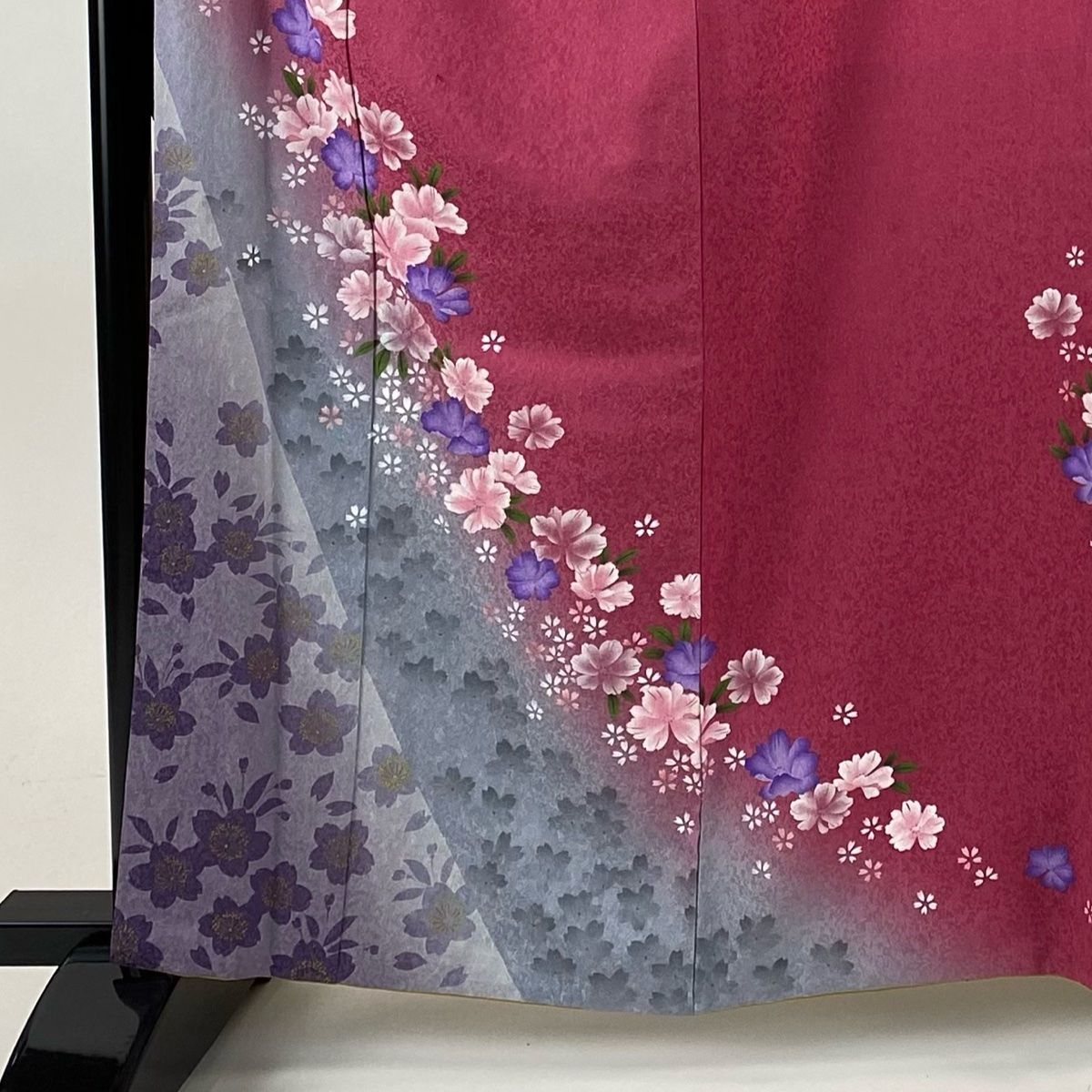 振袖 身丈162cm 裄丈65.5cm M 袷 桜 シルエット 金通し ぼかし ピンク 正絹