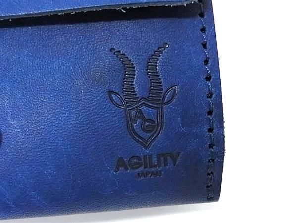 新品未使用 AGILITY アジリティ カードル レザー 二つ折り 財布 ウォレット 小銭入れ 札入れ カード入れ ブルー系 BJ9799