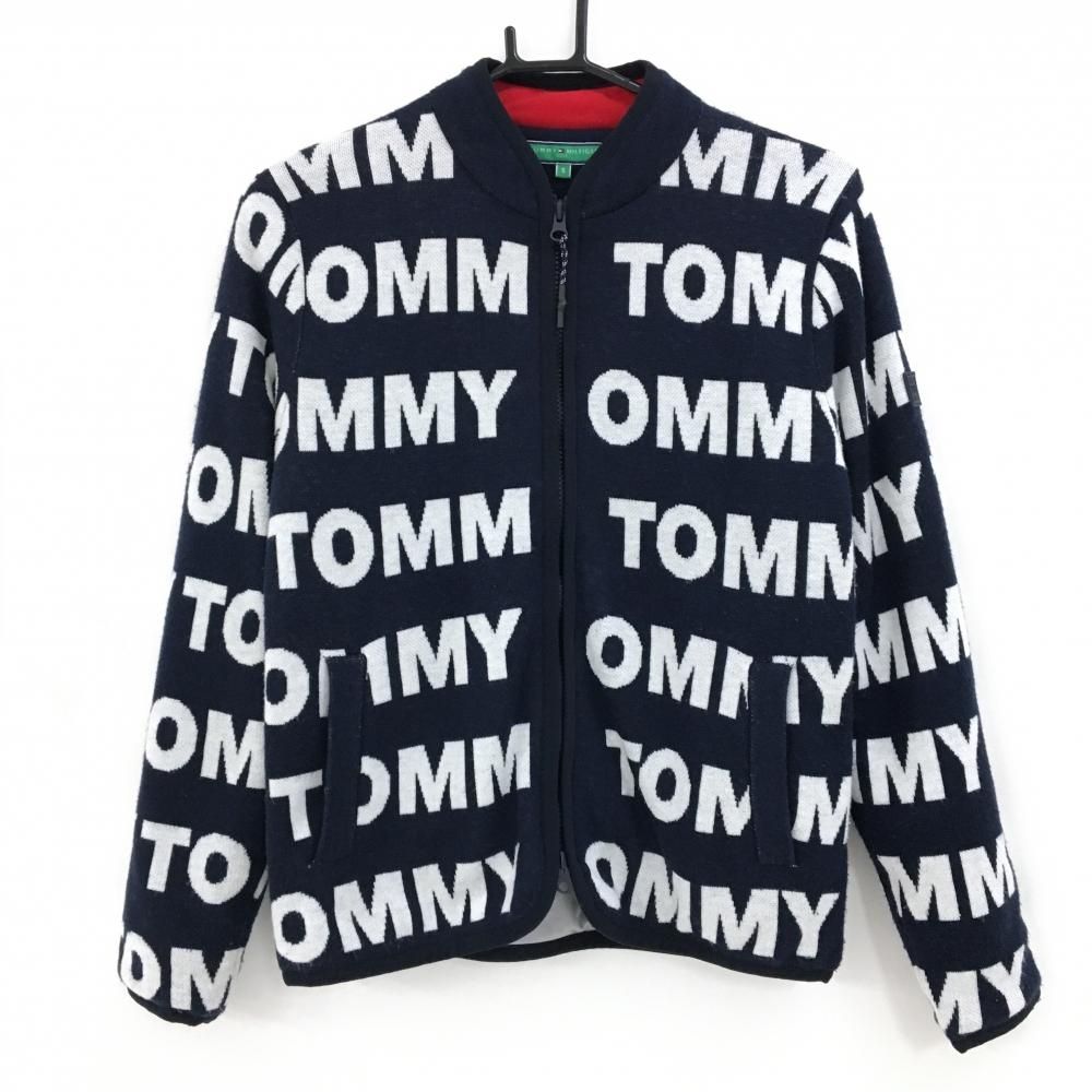 美品】トミーヒルフィガーゴルフ 中綿ニットジャケット ネイビー×白 