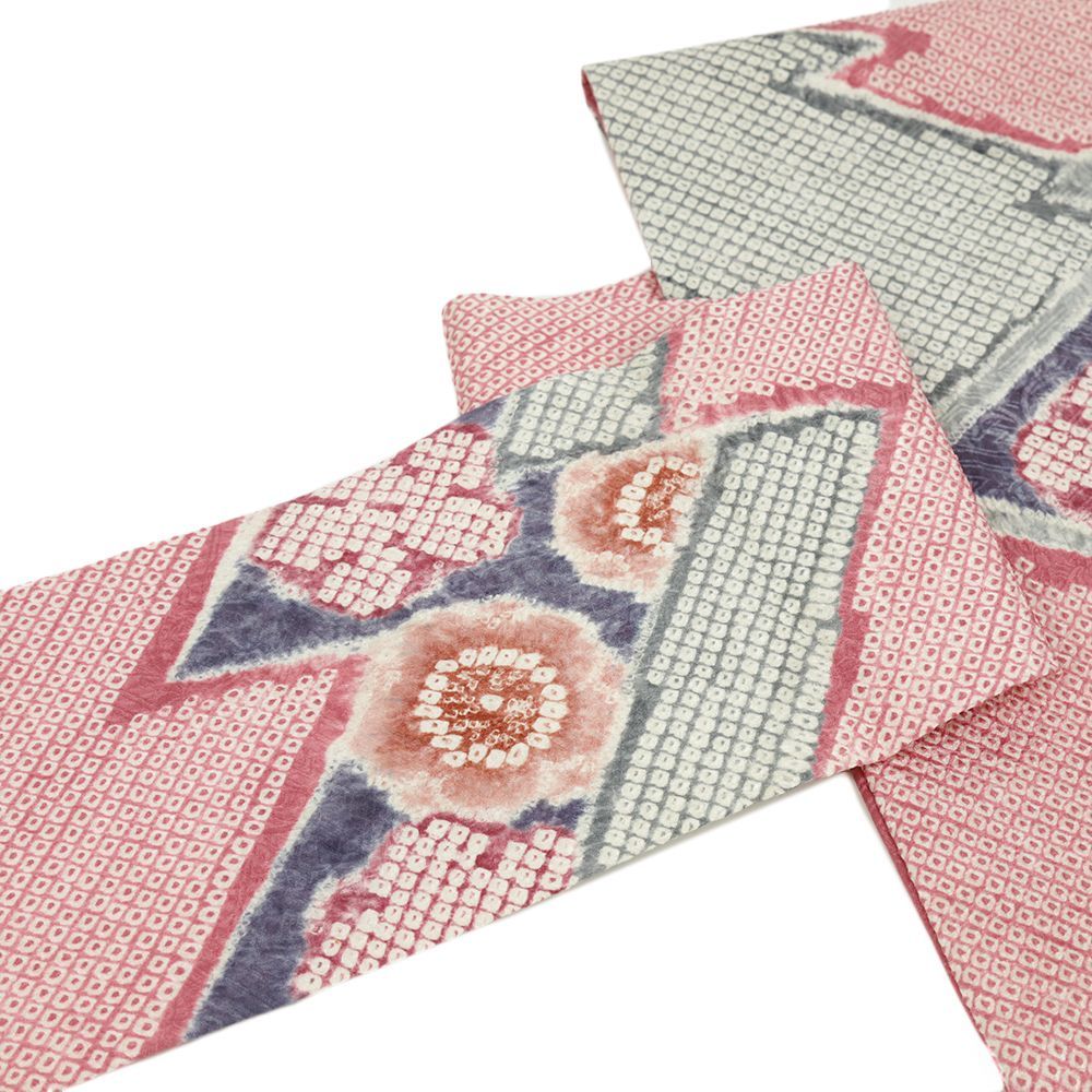 名古屋帯 藤娘 きぬたや 正絹 中古 帯 リサイクル 絞り ピンク 梅 松