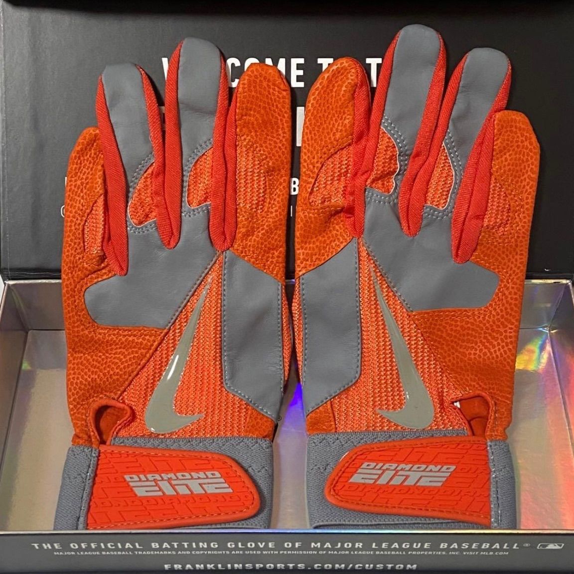 NIKE DIAMOND ELITE バッテ オレンジ Lサイズ バッティンググローブ ナイキ 革手 バッテ バッティンググラブ